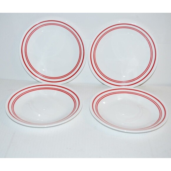 Corelle Vitrelle Classic Cafe Red 6 3/4” Bread & Butter Plate 4pc lot circles - Picture 2 of 6